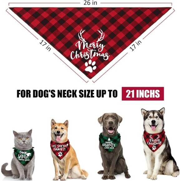 4 Pack Merry Christmas Dog Bandanas - - Picture 3 of 6